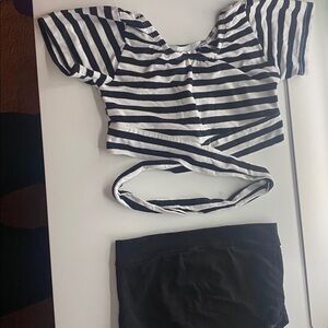 Striped Black and White Kids Dance Costume